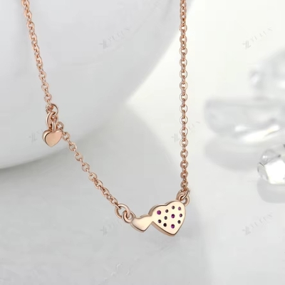 YASVITTI Joyaux cadeau de la Saint-Valentin Collier d'argent 925 Collier de pierre précieuse diamant Rose Collier de cœur plaqué d'or