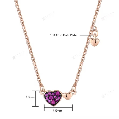 YASVITTI Joyaux cadeau de la Saint-Valentin Collier d'argent 925 Collier de pierre précieuse diamant Rose Collier de cœur plaqué d'or