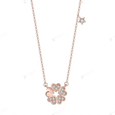 YASVITTI 925 Collier en argent sterling pour femmes Star Charms Délicat bijoux en forme de fleur 14K Collier de cœur doré rose