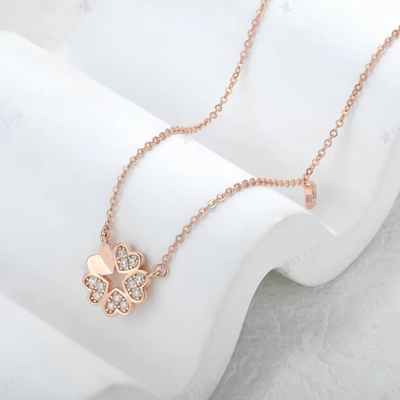 YASVITTI 925 Collier en argent sterling pour femmes Star Charms Délicat bijoux en forme de fleur 14K Collier de cœur doré rose