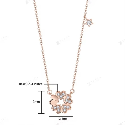 YASVITTI 925 Collier en argent sterling pour femmes Star Charms Délicat bijoux en forme de fleur 14K Collier de cœur doré rose