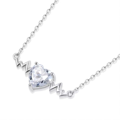 YASVITTI 925 Collier à battement de cœur en argent sterling Collier en forme de cœur 8A Zircon cube Joyaux pour femmes pour cadeaux