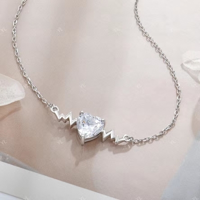 YASVITTI 925 Collier à battement de cœur en argent sterling Collier en forme de cœur 8A Zircon cube Joyaux pour femmes pour cadeaux