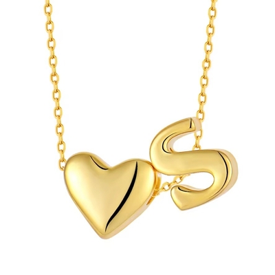 YASVITTI bijoux personnalisés de première ligne Lettre d'amour en or S Pendentif 925 Argent Sterling Coeur Initial Pendentif Pour les femmes