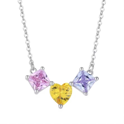 YASVITTI 925 Argent Sterling Coloriage en forme de cœur en zirconium Collier en collier en rhodium Joaillerie en gros