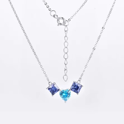 YASVITTI 925 Argent Sterling Coloriage en forme de cœur en zirconium Collier en collier en rhodium Joaillerie en gros