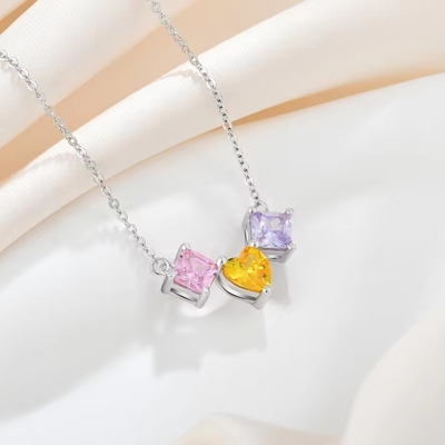 YASVITTI 925 Argent Sterling Coloriage en forme de cœur en zirconium Collier en collier en rhodium Joaillerie en gros