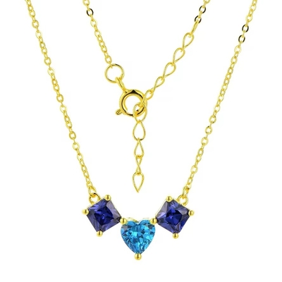 YASVITTI 925 Argent Sterling Coloriage en forme de cœur en zirconium Collier en collier en rhodium Joaillerie en gros