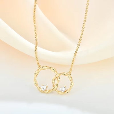 YASVITTI 14K or jaune plaqué cercle enroulé cœur cube Zirconia pendentif Collier 925 bijoux en argent sterling