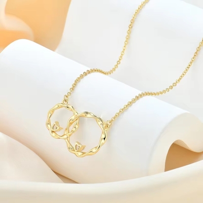 YASVITTI 14K or jaune plaqué cercle enroulé cœur cube Zirconia pendentif Collier 925 bijoux en argent sterling