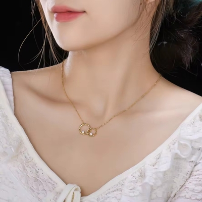 YASVITTI 14K or jaune plaqué cercle enroulé cœur cube Zirconia pendentif Collier 925 bijoux en argent sterling