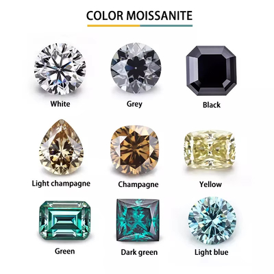 Blanc Clair Joaillerie Couleur Moissanite Poignée de cœur Radiant Anneaux coupés