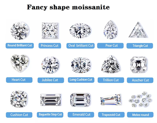 Blanc Clair Joaillerie Couleur Moissanite Poignée de cœur Radiant Anneaux coupés