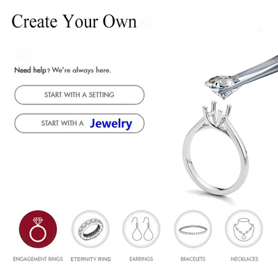 Blanc Clair Joaillerie Couleur Moissanite Poignée de cœur Radiant Anneaux coupés
