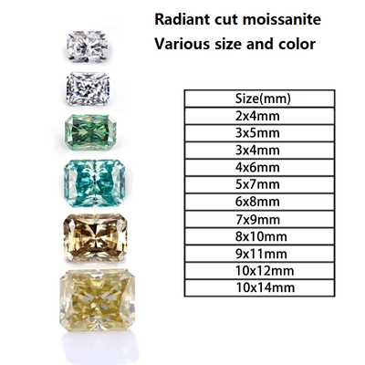 Blanc Clair Joaillerie Couleur Moissanite Poignée de cœur Radiant Anneaux coupés