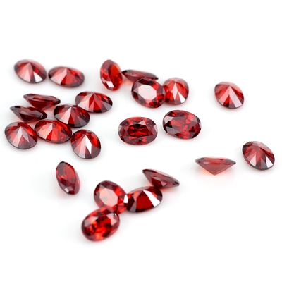 8*12 mm Moissanite de couleur Ovale sang rouge cristal de verre Moissanite pour les bagues de fiançailles