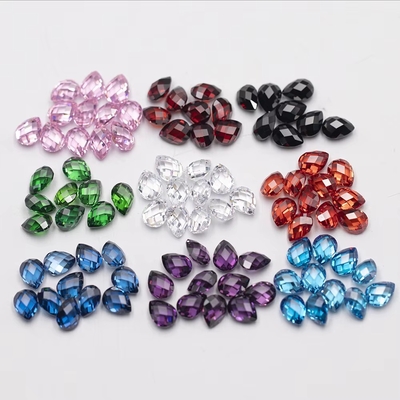 Rose grenat vert blanc orange bleu pierres précieuses forme de poire double tortue facettes zirconia cubique