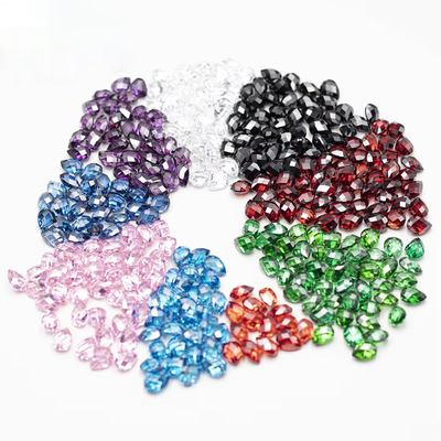 Rose grenat vert blanc orange bleu pierres précieuses forme de poire double tortue facettes zirconia cubique