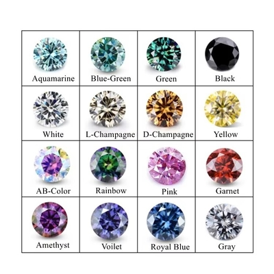 Grosserie GRA Moissanite Gris Rose Jaune Champagne Bleu Vert Ronde moissanite découpée en vrac diamant pour la fabrication de bijoux