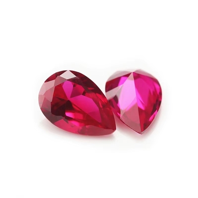 Style vintage Ruby Moissanite de forme de poire de corindon synthétique 2x3 mm à 10x14 mm pierre précieuse en vrac pour la fabrication de bijoux