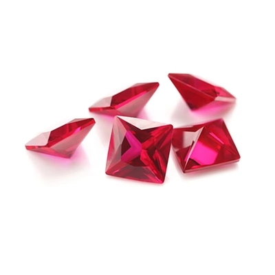 Princesse coupe carrée rubis synthétique 5# Corindon pierre précieuse moissanite pour les alliances