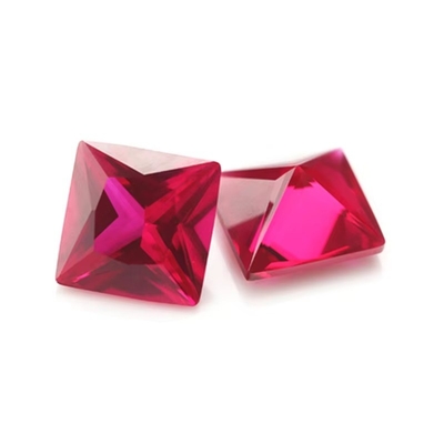 Princesse coupe carrée rubis synthétique 5# Corindon pierre précieuse moissanite pour les alliances