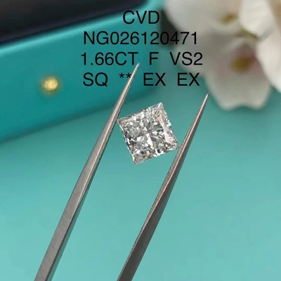 Certificat IGI NGIC Laboratoire de taille de diamant Princesse Coupe carrée 1.66ct F VS2 Hpht Cvd diamant moissanite