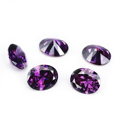 8x6 mm pierre précieuse en vrac, découpe à la machine, Améthyste, couleur, forme ovale, cube synthétique, zirconium, noir