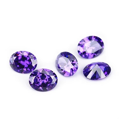 8x6 mm pierre précieuse en vrac, découpe à la machine, Améthyste, couleur, forme ovale, cube synthétique, zirconium, noir