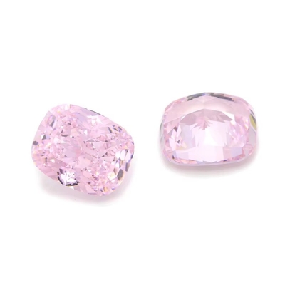 Pièces de coupe sur glace 4K Cz Pièces de couleur rose Forme de coussin 7x6mm 10x8mm Pierre précieuse lâche Zirconia cubique synthétique