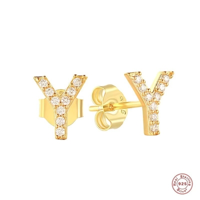 Des boucles d'oreilles en argent de la mode en argent sterling A-z Alphabets 18k or plaqué 925 Boucles d'oreilles en argent