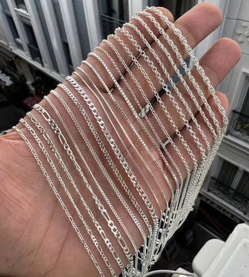 Gros Jeux italiens 925 Argent Sterling Figaro Chaîne Collier Or Chaîne d'argent Pour les femmes