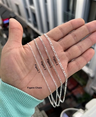 Gros Jeux italiens 925 Argent Sterling Figaro Chaîne Collier Or Chaîne d'argent Pour les femmes