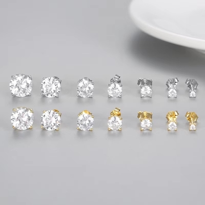 Boucles d'oreilles de mode coréennes bijoux 925 argent classique classique boucles d'oreilles en diamant unique 2-10 mm boucles d'oreilles en zirconie pour femmes