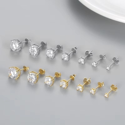 Boucles d'oreilles de mode coréennes bijoux 925 argent classique classique boucles d'oreilles en diamant unique 2-10 mm boucles d'oreilles en zirconie pour femmes