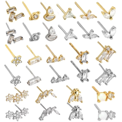 925 Sterling Silver Jewelry en gros Minimaliste Petit 925 Sterling Silver Zircon Stud Boucles d'oreilles ornées Boucles d'oreilles pour femmes