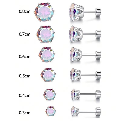 Des boucles d'oreilles en acier titane à aiguille fine en acier inoxydable rond 18k en or plaqué en zircon