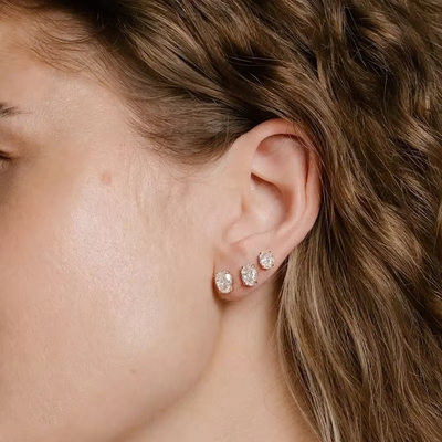 Minimaliste plaqué en or 925 Argent Diamant Boucle d'oreille 925 Lumineux Boucle d'oreille d'argent