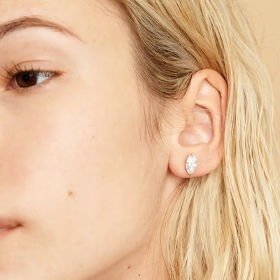 Minimaliste plaqué en or 925 Argent Diamant Boucle d'oreille 925 Lumineux Boucle d'oreille d'argent