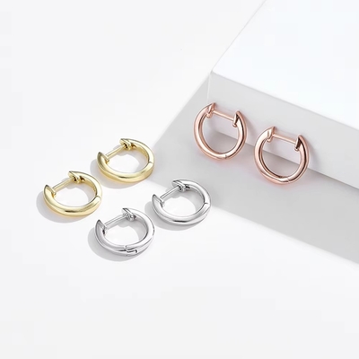 En or plaqué 925 Sterling Silver Plain Cuff Boucle d'oreille Or Vermeil Hoop Huggie Petite Boucle d'oreille Jeu de femme