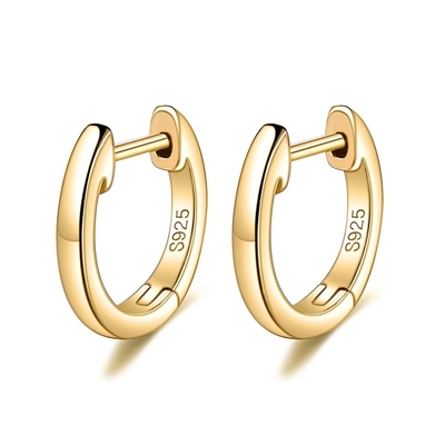 En or plaqué 925 Sterling Silver Plain Cuff Boucle d'oreille Or Vermeil Hoop Huggie Petite Boucle d'oreille Jeu de femme