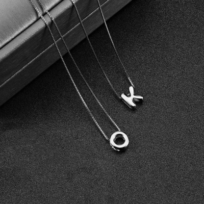 Jeux de mode minimalistes 925 Sterling Silver Simple Collier 26 Lettres Alphabétiques Colliers Pour Femmes
