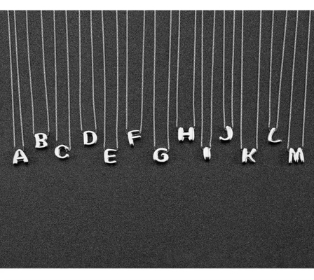 Jeux de mode minimalistes 925 Sterling Silver Simple Collier 26 Lettres Alphabétiques Colliers Pour Femmes