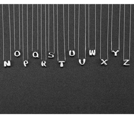Jeux de mode minimalistes 925 Sterling Silver Simple Collier 26 Lettres Alphabétiques Colliers Pour Femmes