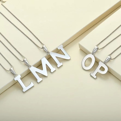 925 Sterling Silver Alphabet Letter Collier Pendant Personnalisé Charmes Initiaux Bijoux