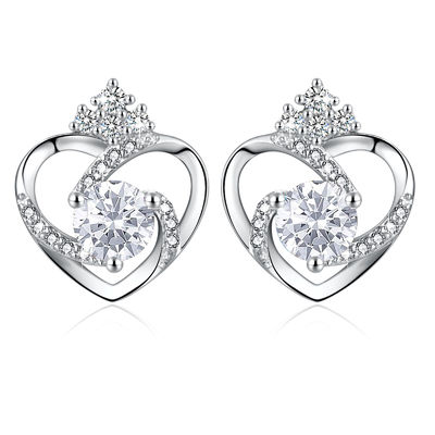 GV argenté de goujons de coeur de 11x9.5mm 1.5g Sterling Silver Heart Earrings 3A