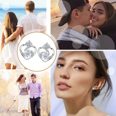 GV argenté de goujons de coeur de 11x9.5mm 1.5g Sterling Silver Heart Earrings 3A