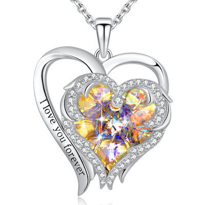 GV en forme de coeur de Valentine 925 6.23g 1.18in Sterling Silver Heart Pendant Necklace