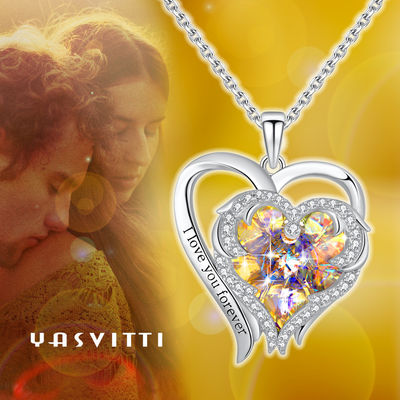 GV en forme de coeur de Valentine 925 6.23g 1.18in Sterling Silver Heart Pendant Necklace