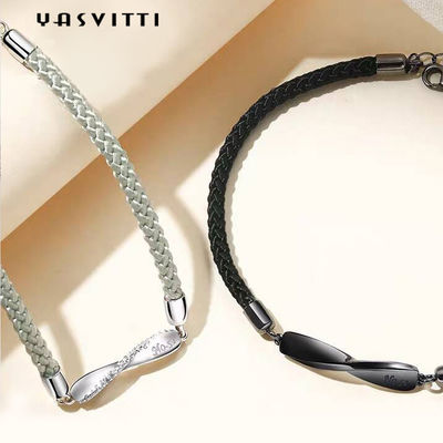 bracelet de ficelle de noir de 8.7in 7g Sterling Silver Jewelry Bracelets 3A CZ